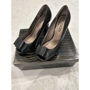 Moda Spana Women's Black Leather High Heels Size 8 M